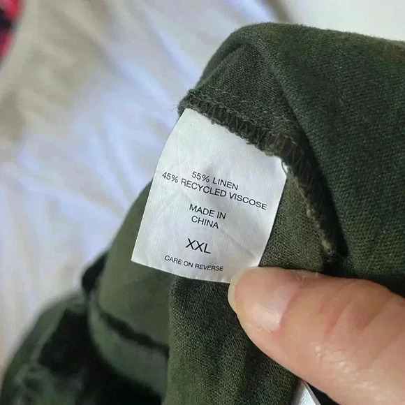 NWT Happy X Nature Dark Green Linen On/Off Shoulder cropped top SIZE XXL - Picture 5 of 8